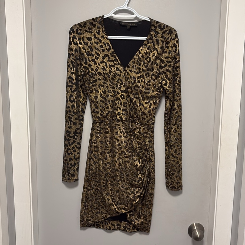 The vintage shop gold sparkly leopard print dress size small